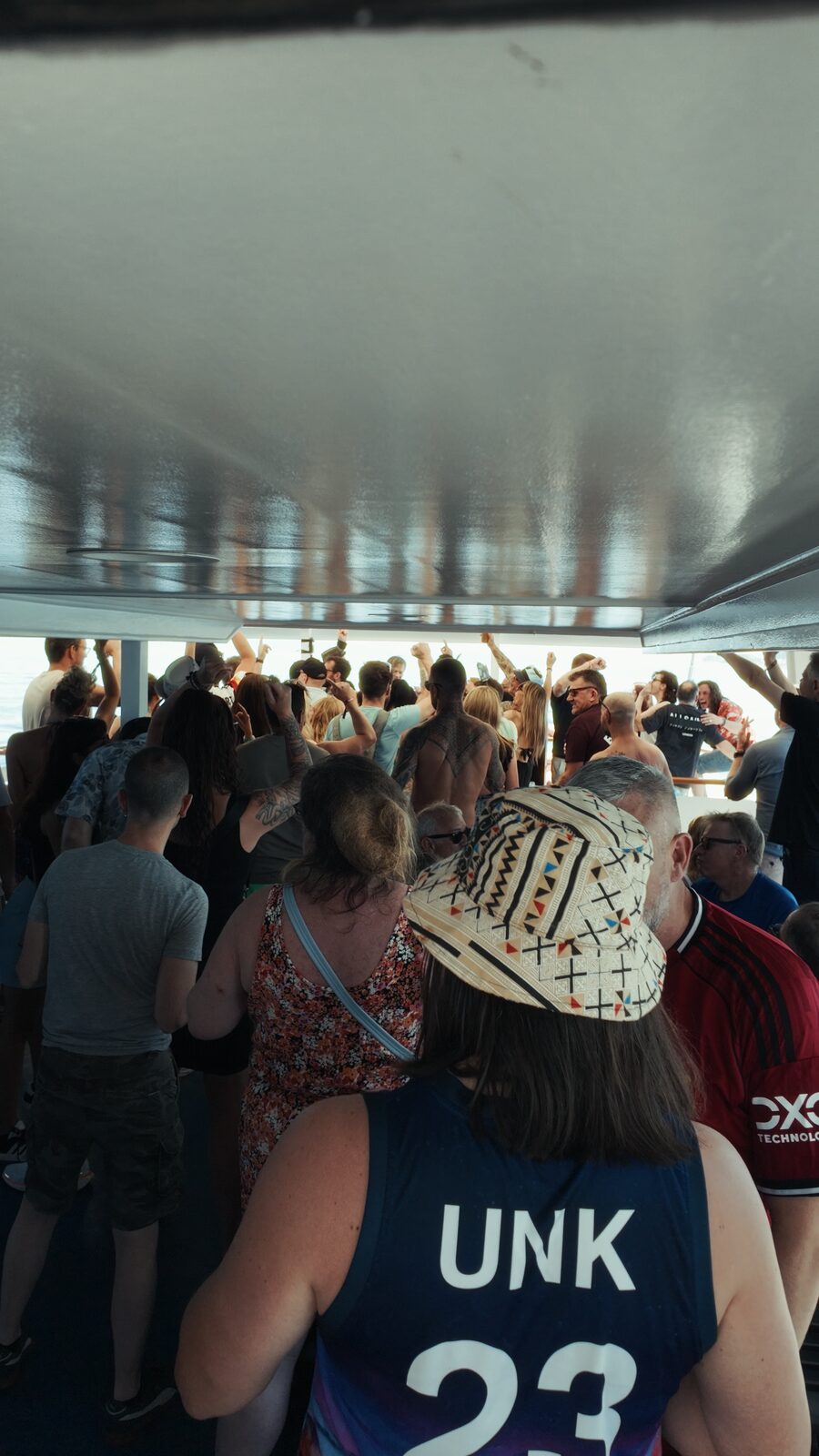 Packed deck with the party in full swing